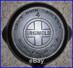 GRISWOLD #4 LARGE BLOCK LOGO #702A Cast Iron SKILLET (HTF)