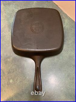 GRISWOLD #55 B SQUARE FRY/SKILLET CAST IRON PAN Cleaned/Seasoned Sets Level