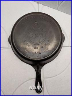 GRISWOLD #8 Cast Iron Skillet Slant Logo ERIE 704 D Heat ring Seasoned restore