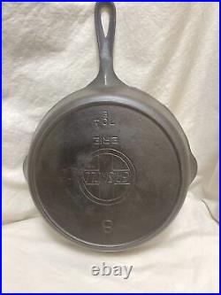 GRISWOLD #8 EPU Cast Iron SKILLET Large Slant Logo 704E Clean & Seasoned Fry Pan