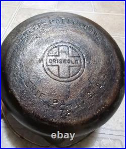 GRISWOLD Cast Iron Patty Mold Set With #72 Pot Vintage 1930's-50's