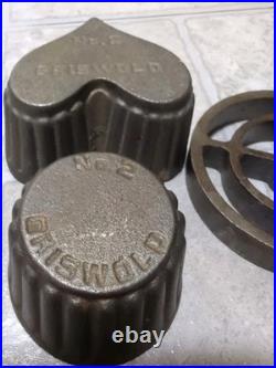 GRISWOLD Cast Iron Patty Mold Set With #72 Pot Vintage 1930's-50's