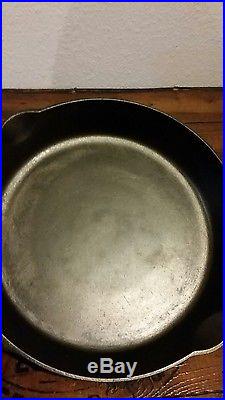 GRISWOLD Cast Iron SKILLET Frying Pan # 10 LARGE BLOCK LOGO Heat Ring RESTORED