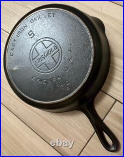 GRISWOLD Cast Iron Skillet # 9 Large Slant Logo Antique Erie PA USA 710 D