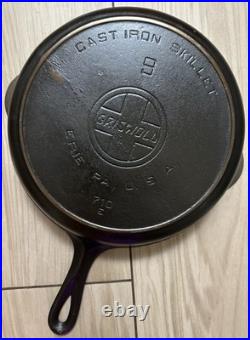 GRISWOLD Cast Iron Skillet # 9 Large Slant Logo Antique Erie PA USA 710 D