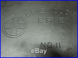 GRISWOLD Griswold's #11 Cast Iron Griddle SLANT LOGO, Rare #2434