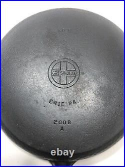 GRISWOLD Hammered #8 Hinged No. 2008 Small Logo Cast Iron Skillet, No Lid