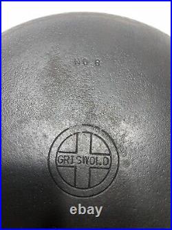 GRISWOLD Hammered #8 Hinged No. 2008 Small Logo Cast Iron Skillet, No Lid