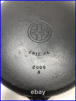 GRISWOLD Hammered #8 Hinged No. 2008 Small Logo Cast Iron Skillet, No Lid