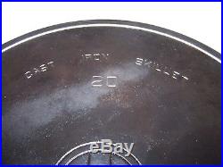 GRISWOLD No. 20 Cast Iron Skillet Large Block Logo Erie PA p/n 728 CRACKED