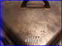 GRISWOLD Square FRY Skillet # 768 & Matching Cast Iron Lid # 769
