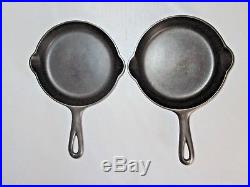 GRISWOLD VINTAGE SKILLET SET with MATCHING SMALL LOGO & EARLY HANDLE (Ex. Cond.)