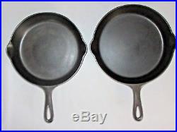 GRISWOLD VINTAGE SKILLET SET with MATCHING SMALL LOGO & EARLY HANDLE (Ex. Cond.)