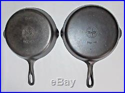 GRISWOLD VINTAGE SKILLET SET with MATCHING SMALL LOGO & EARLY HANDLE (Ex. Cond.)
