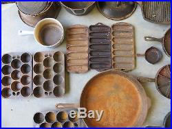 Griswold, Wagner, Lodge, Cabelas, Cast Iron Skillets, Molds, Pots, Large Lot