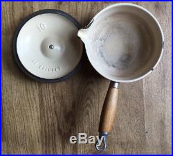 Genuine Le Creuset Orange Pan Set Cast Iron Saucepans With Wooden Display Rack