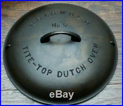 Grind Marks! Griswold #9 Large Block Logo Cast Iron Dutch Oven with Trivet Cleaned