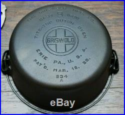 Grind Marks! Griswold #9 Large Block Logo Cast Iron Dutch Oven with Trivet Cleaned