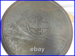 Griswold #10 Cast Iron Fry Skillet 716 B Pan Lg Block Logo Smoke Heat Ring 716B