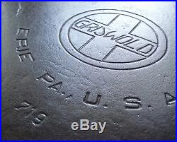 Griswold #12 Cast Iron 719 Skillet LARGE SLANT LOGO Flat Ghost Erie