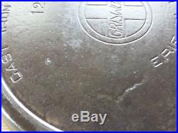 Griswold #12 Cast Iron 719 Skillet LARGE SLANT LOGO Flat Ghost Erie