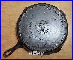 Griswold #12 Cast Iron 719 Skillet LARGE SLANT LOGO Flat Ghost Erie