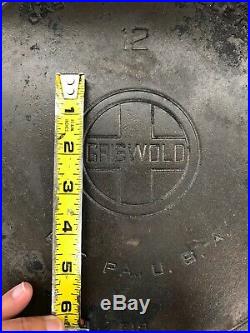Griswold #12 Cast Iron Skillet 719 Large Block Logo Erie Heat Ring