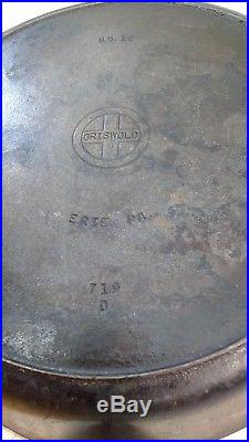 Griswold #12 Cast Iron Skillet Small Logo 719 D with Heat Ring