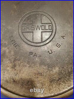 Griswold #14 Cast Iron Skillet 718 Large Block Logo Heat Ring Erie