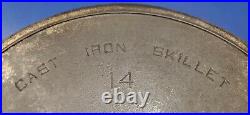 Griswold #14 Cast Iron Skillet 718 Large Block Logo Heat Ring Erie