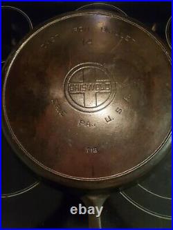 Griswold #14 Cast Iron Skillet 718 Large Block Logo Heat Ring Erie PA