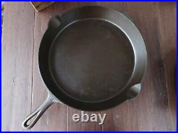 Griswold #14 Cast Iron Skillet With Large Block Logo And Heat Ring Restored