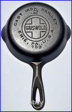 Griswold #2, 703 LBL Cast Iron skillet, Original Mold Pattern, Excellent Cond