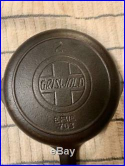 Griswold #2 Erie 703 Slant logo Cast iron skillet Vintage Collectible Rare HTF