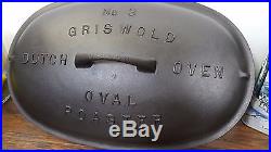 Griswold #3 Fully Marked Cast Iron Oval Roaster with Trivet Erie PA USA VTG Clean