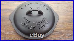 Griswold #3 Fully Marked Low Dome Cast Iron Skillet Lid Cover Erie PA USA VTG