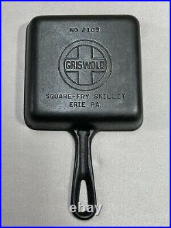 Griswold #3 Square Cast Iron Skillet. P/N 2103. Excellent Condition. Rare