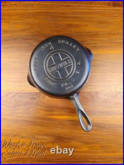 Griswold #4 Cast Iron Skillet Large Block Logo Heat Ring 702 Restored Griswold #4 Cast Iron Skillet Large Block Logo Heat Ring 702 Restored