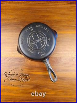 Griswold #4 Cast Iron Skillet Large Block Logo Heat Ring 702 Restored