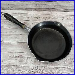Griswold #6 698A Cast Iron Skillet With Wooden Handle Nickle Plated