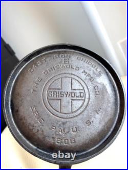 Griswold #6 Cast Iron Round Griddle 606 Large Block Logo Erie HTF Rare USA