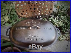Griswold # 7 Oval Roaster With LID And Trivet Cast Iron