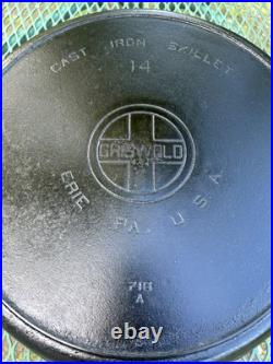 Griswold 718A Cast Iron #14 Large Block Slant Logo Skillet with Heat Ring
