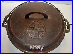 Griswold #8 Cast Iron Tite-Top Dutch Oven WithHandle and Trivet Button Logo lid