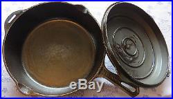 Griswold #8 Hammered Skillet 2028 Pan withHinged Lid Eerie PA USA Lg 10 Well-Kept