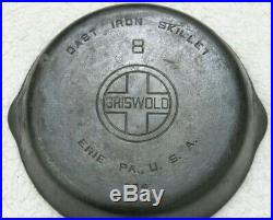 Griswold 8 Slant Logo 704 G 10 Cast Iron Skillet Pan Erie PA USA Gray 5 Handle