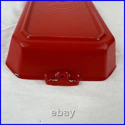 Griswold #81 Red & Cream Rectangle Enameled Cast Iron Casserole Dish Vintage