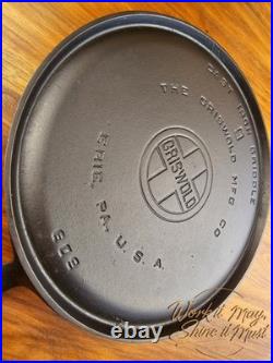 Griswold #9 Vintage Restored Cast Iron Griddle Large Block Logo 609