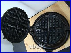 Griswold American #8 Cast Iron 3 PC Low Base Waffle Maker, complete, Restored