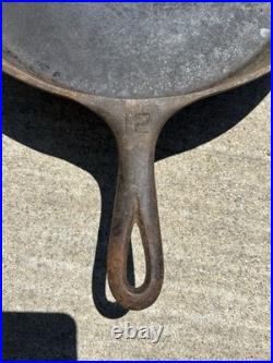 Griswold Antique Large Cast Iron Skillet Erie PA. 719 A NO. 12 Rocks @Read@